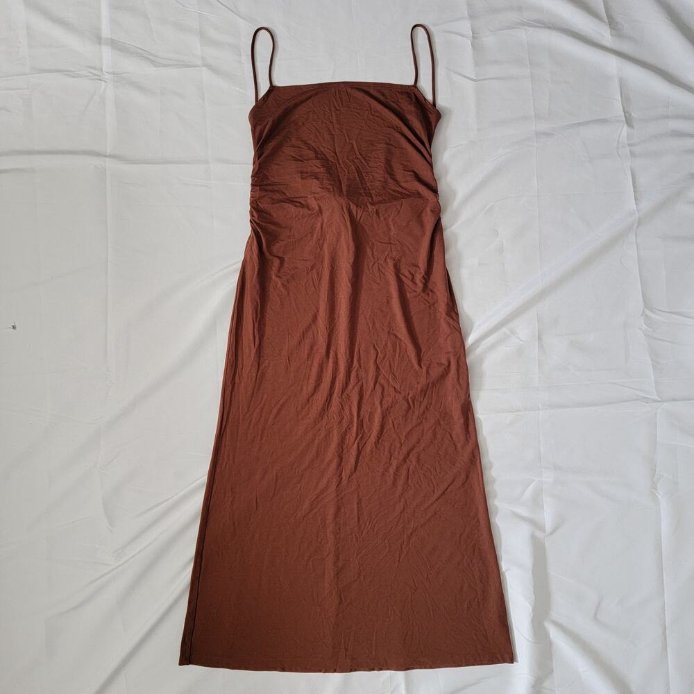 Reformation Hex Brown Backless Midi Dress Sleeveless Stretchy Size XLarge - Picture 4 of 8